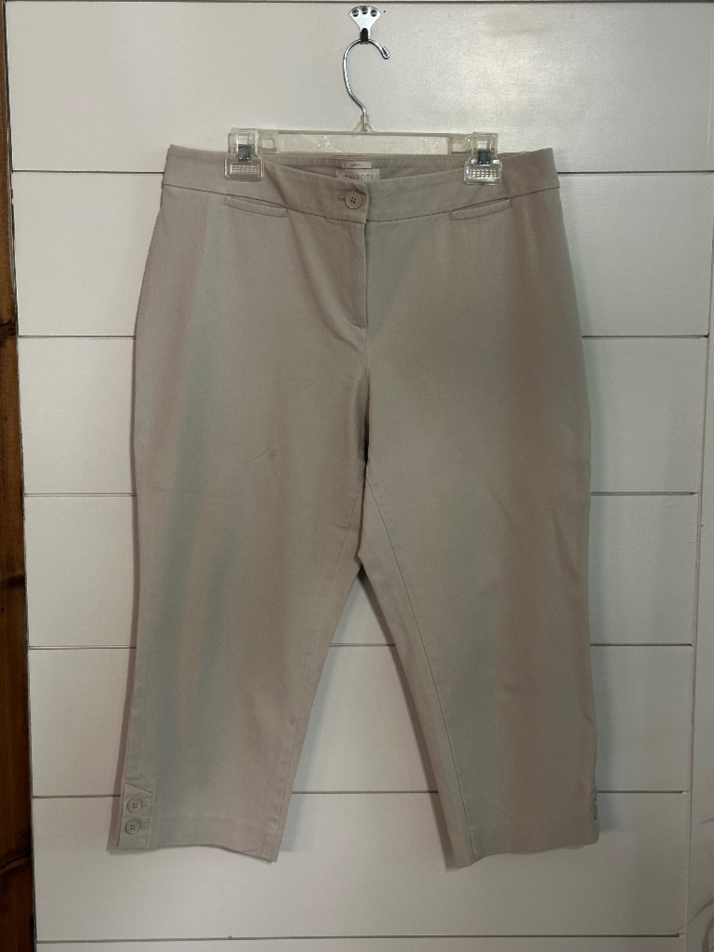 Talbots Curvy Petite 14P Beige Khaki Cropped Ankle Pants Career Casual